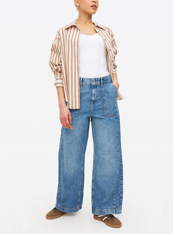 Mid Rinse Denim Wide Leg Carpenter Jeans  20S